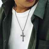 Geometric Cross Pendant Necklace Silver Chain Choker Party Gift