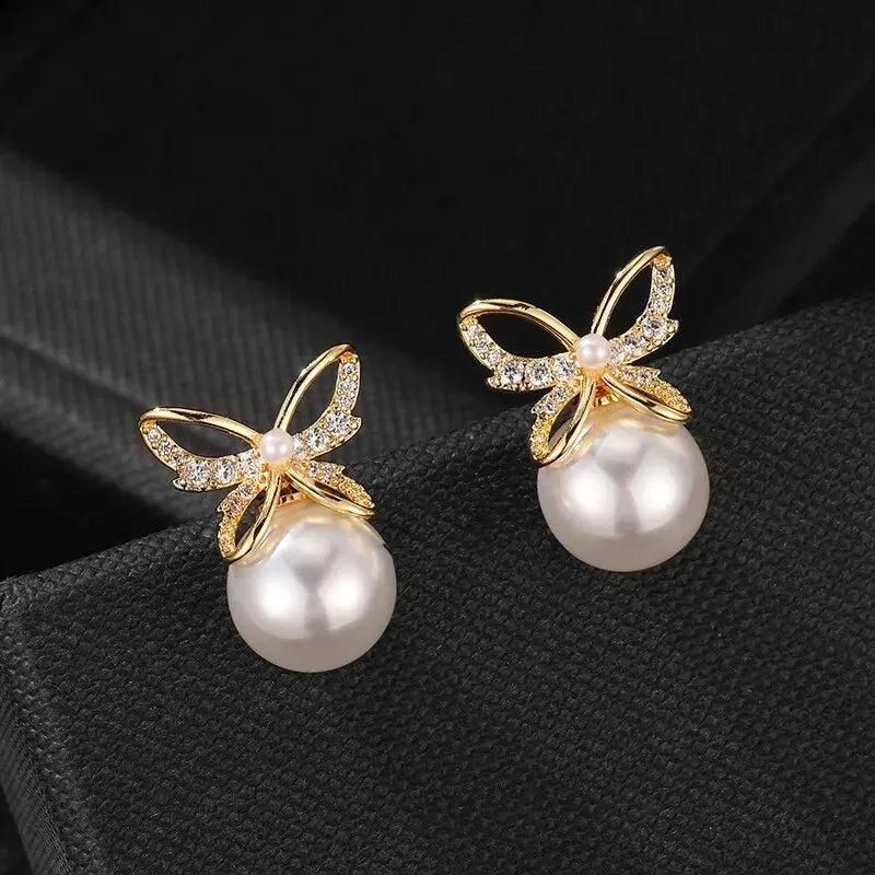 Versatile Pearl Earrings for Women, Spring Style Alloy Material