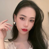 Golden Hoop Butterfly Pearl Earrings Women's Jewelry GG