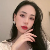 Golden Hoop Butterfly Pearl Earrings Women's Jewelry GG
