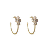 Golden Hoop Butterfly Pearl Earrings Women's Jewelry GG