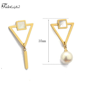 Triangle Pearl Tassel Earrings Style Brincos Feminino
