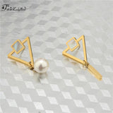 Triangle Pearl Tassel Earrings Style Brincos Feminino
