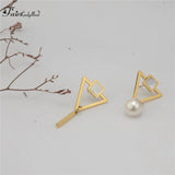 Triangle Pearl Tassel Earrings Style Brincos Feminino