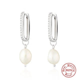 Bohemia Baroque Pearls Earrings 925 Silver Hoops Wedding Jewelry