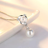 Silver Plated CZ Pearl Pendant Necklace
