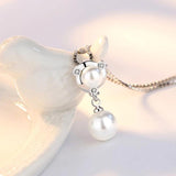 Silver Plated CZ Pearl Pendant Necklace