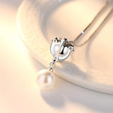 Silver Plated CZ Pearl Pendant Necklace