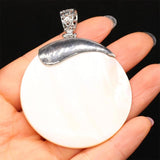 Mother of Pearl Shell Pendant Silver Plated for DIY Jewelry Making