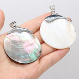 Mother of Pearl Shell Pendant Silver Plated for DIY Jewelry Making