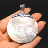 Mother of Pearl Shell Pendant Silver Plated for DIY Jewelry Making