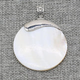 Mother of Pearl Shell Pendant Silver Plated for DIY Jewelry Making