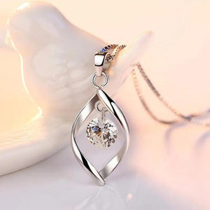 925 Silver Needle CZ Pendant Necklace Long