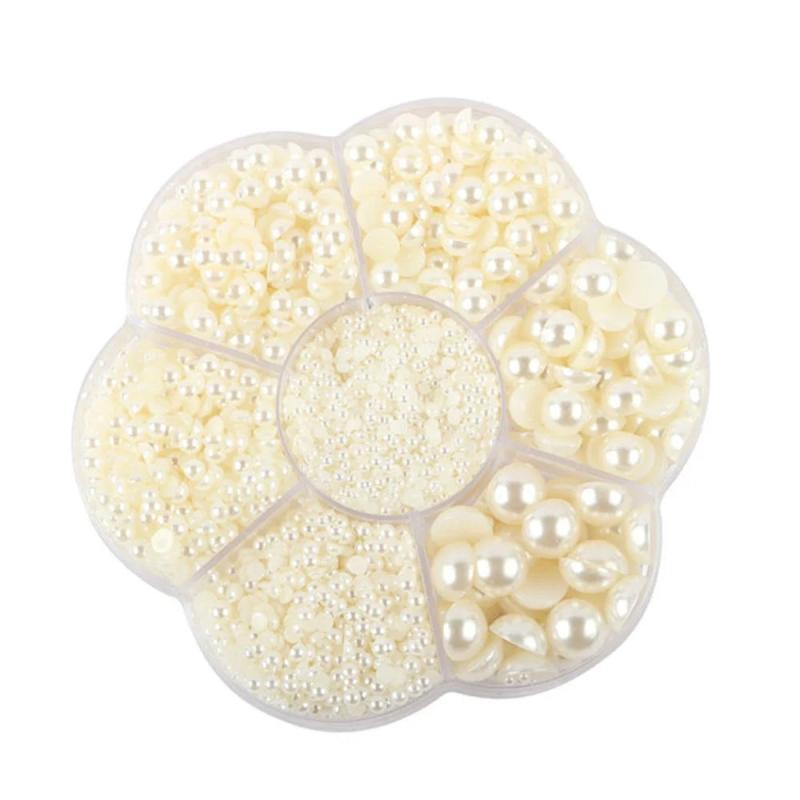 Plum Blossom Box Half Pearl Flat Bottom ABS Pearl Accessories