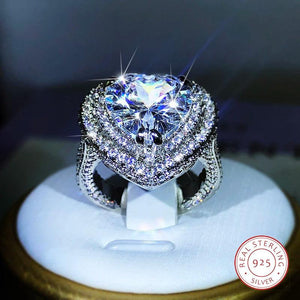 925 Silver Romantic Heart-shaped Wedding Ring