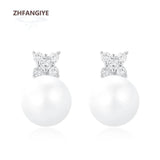 Drop Earrings 925 Silver with Pearl Zircon for Women Wedding Party