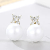 Drop Earrings 925 Silver with Pearl Zircon for Women Wedding Party