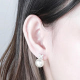 Drop Earrings 925 Silver with Pearl Zircon for Women Wedding Party
