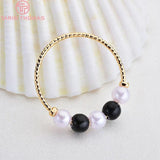 6PCS 15MM 24K Plated Brass Pearl Round Charms Pendants