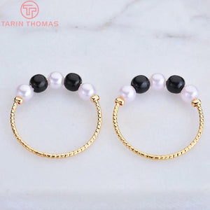 6PCS 15MM 24K Plated Brass Pearl Round Charms Pendants