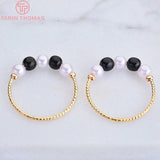 6PCS 15MM 24K Plated Brass Pearl Round Charms Pendants