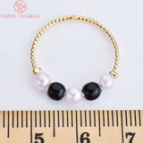 6PCS 15MM 24K Plated Brass Pearl Round Charms Pendants