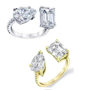 CZ Tear Drop Stone Iced Out Wedding Ring For Women