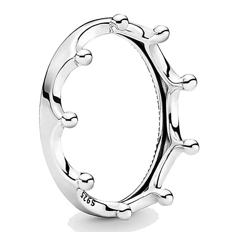 925 Silver Crown Hearts Daisy Flower Ring