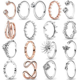 925 Silver Crown Hearts Daisy Flower Ring