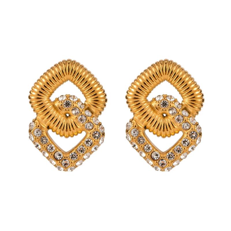 Pearl Zircon Inlaid Stainless Steel Hoop Earrings