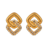 Pearl Zircon Inlaid Stainless Steel Hoop Earrings