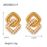 Pearl Zircon Inlaid Stainless Steel Hoop Earrings
