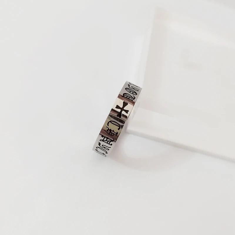 Retro Punk Cross Couple Ring Stainless Steel Vintage Wedding Jewelry Gift