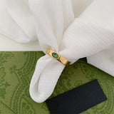 Waterproof 18k Plated Stainless Steel Green Cubic Zircon Love Band Ring