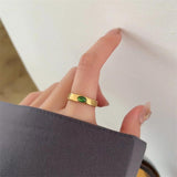 Waterproof 18k Plated Stainless Steel Green Cubic Zircon Love Band Ring