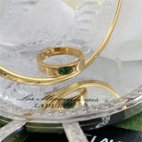 Waterproof 18k Plated Stainless Steel Green Cubic Zircon Love Band Ring