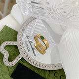 Waterproof 18k Plated Stainless Steel Green Cubic Zircon Love Band Ring