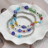 Adjustable Evil Eye Bead Bracelet Copper Beaded Bracelet for Women Men