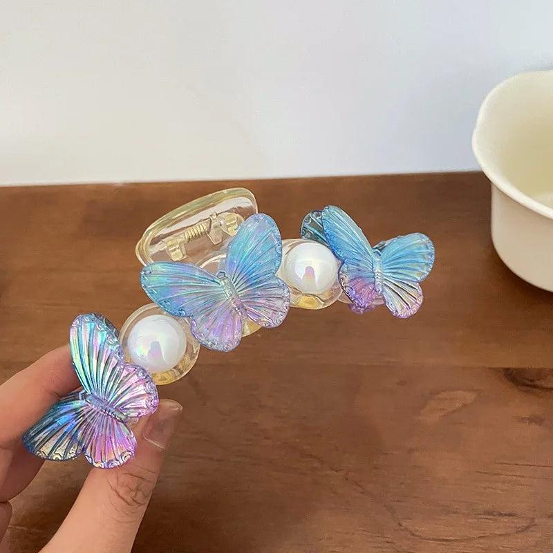Pearl Butterfly Large Grab Clip Hairpin Pan Head Shark Clip Hair Accessories