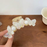 Pearl Butterfly Large Grab Clip Hairpin Pan Head Shark Clip Hair Accessories
