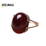 Natural Amber Silver Ring Adjustable Blood Amber Rings Charm