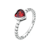 925 Silver Burgundy Vintage Red Heart Ring Women Anniversary Gift