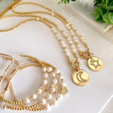 Freshwater Pearl Bracelet Zircon Heart Charm Women's Jewelry