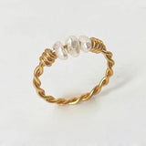 Titanium Steel Pearl Ring Hand-wound Twist Wedding Jewelry