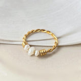 Titanium Steel Pearl Ring Hand-wound Twist Wedding Jewelry