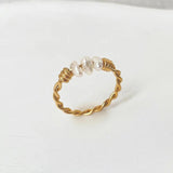 Titanium Steel Pearl Ring Hand-wound Twist Wedding Jewelry