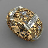 Vintage Carving Classical Figure Flower Men Ring Ancient Hollow Zircon Retro Inf