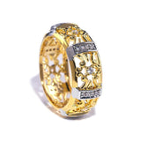 Vintage Carving Classical Figure Flower Men Ring Ancient Hollow Zircon Retro Inf