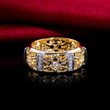 Vintage Carving Classical Figure Flower Men Ring Ancient Hollow Zircon Retro Inf