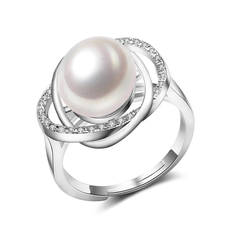 Freshwater Pearl Rings Women, Adjustable Cultured Pearl Rings 925 Silver Jewelry